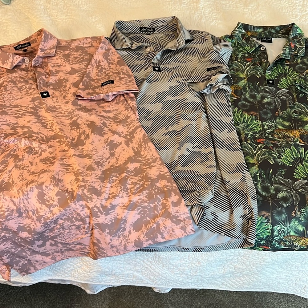 Three bad birdie, golf shirts. Excellent use condition.